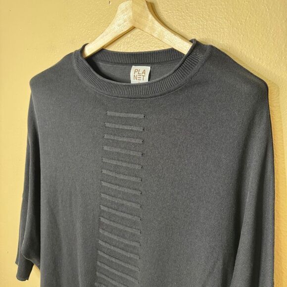 Planet by Lauren G. Sweater Women's One Size Black Cotton Blend Pullover - Picture 2 of 10